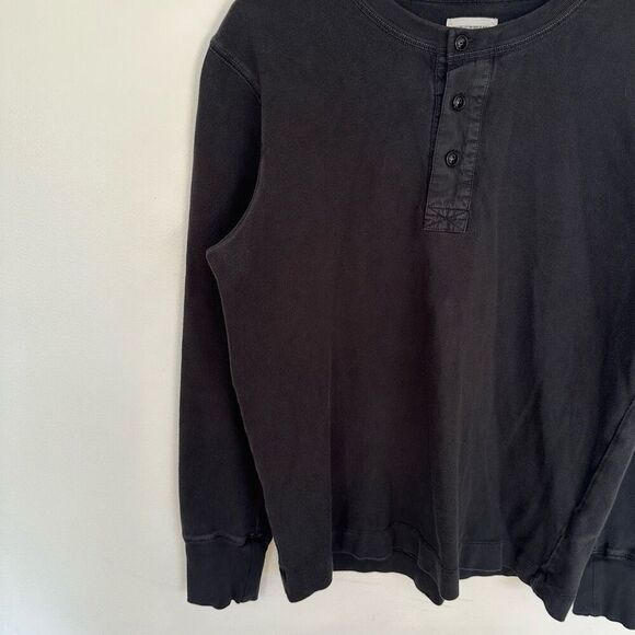 Buck Mason Men’s Black Vintage Long Sleeved Thermal Henley French Rib Cotton - Picture 7 of 12
